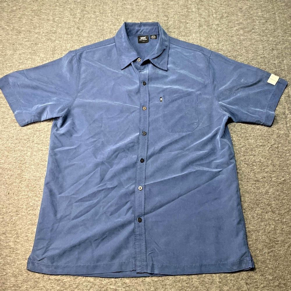 Helly Hansen Shirt Mens Large Button Down Casual Short Sleeve‎ Blue Versatile